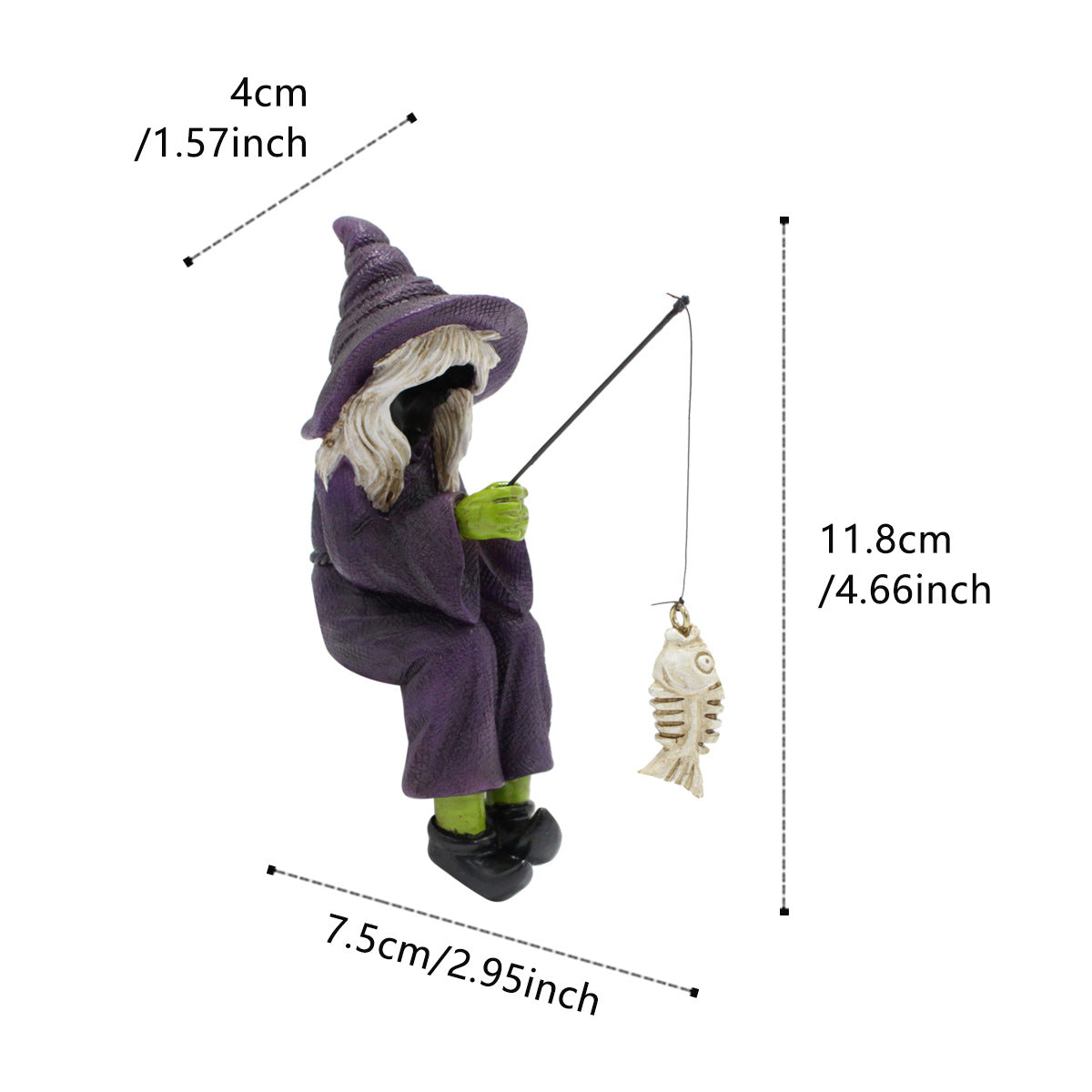 Fishing Witch Resin Ornament