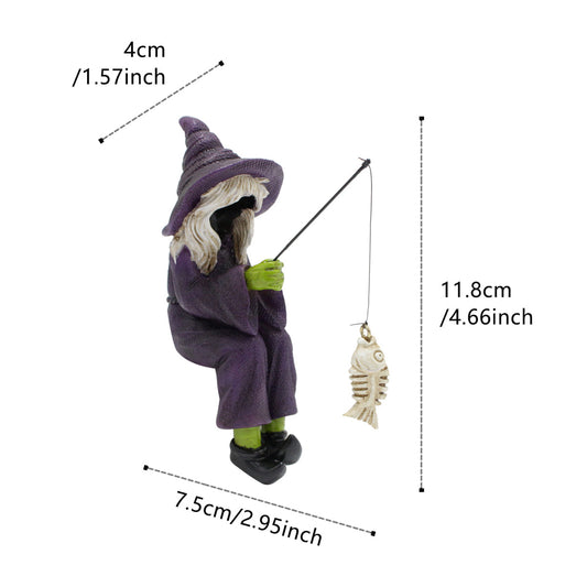 Fishing Witch Resin Ornament