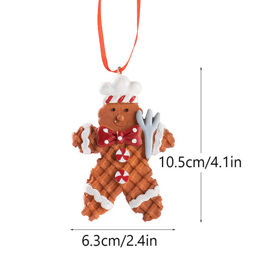 Gingerbread Man with Fork Ornament for Christmas Tree Decoration
