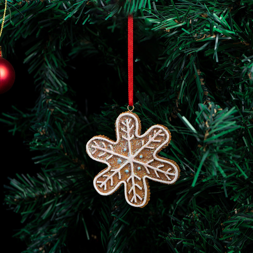Gingerbread Snowflake Ornament for Christmas Tree Decoration