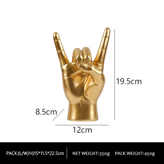 Golden Right Hand Rock Gesture Model