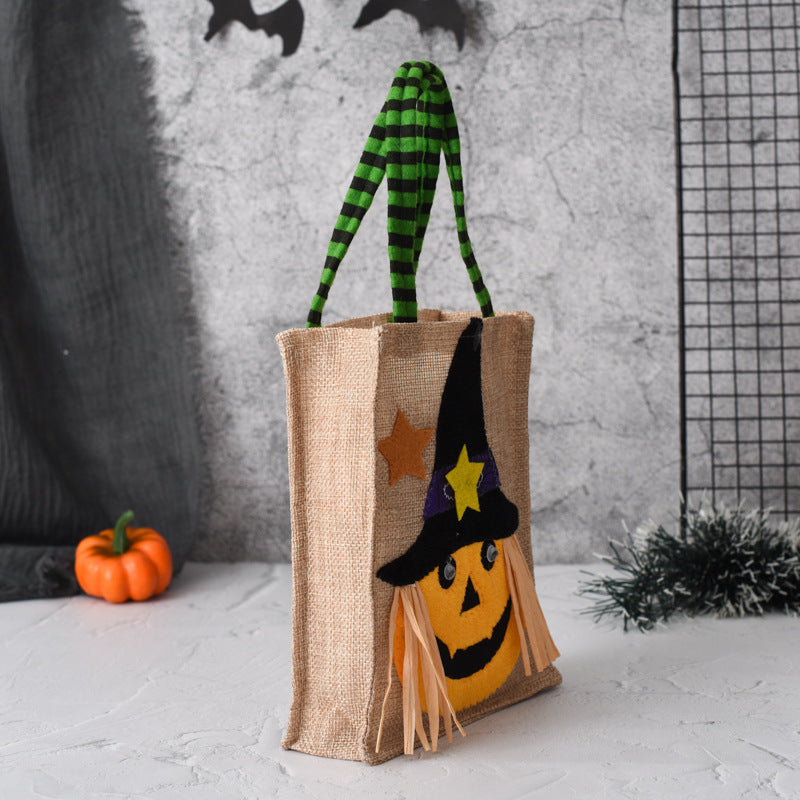 Halloween Burlap Pumpkin Candy Bag