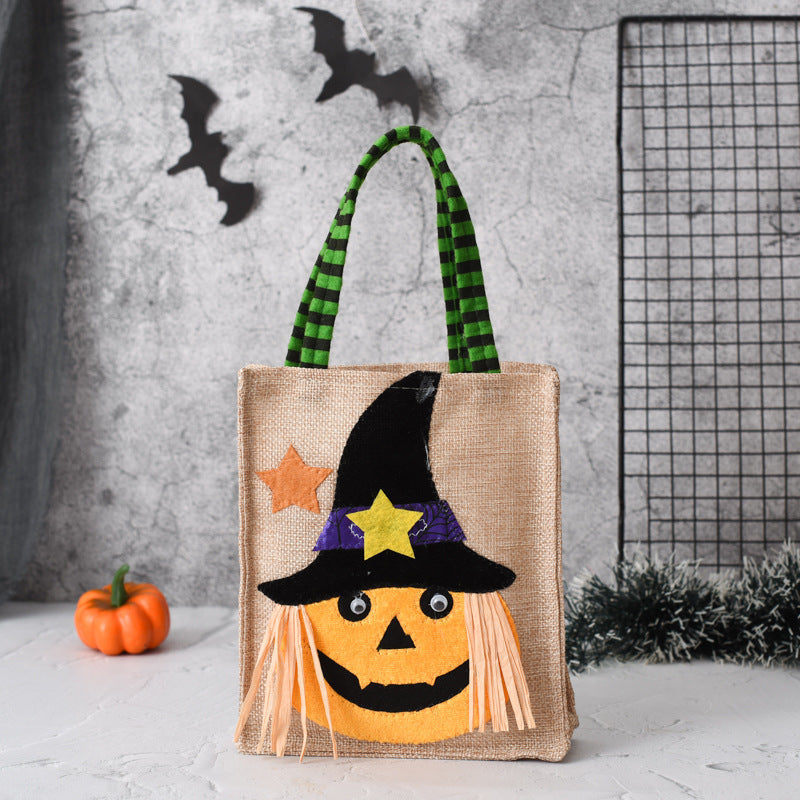 Halloween Burlap Pumpkin Candy Bag