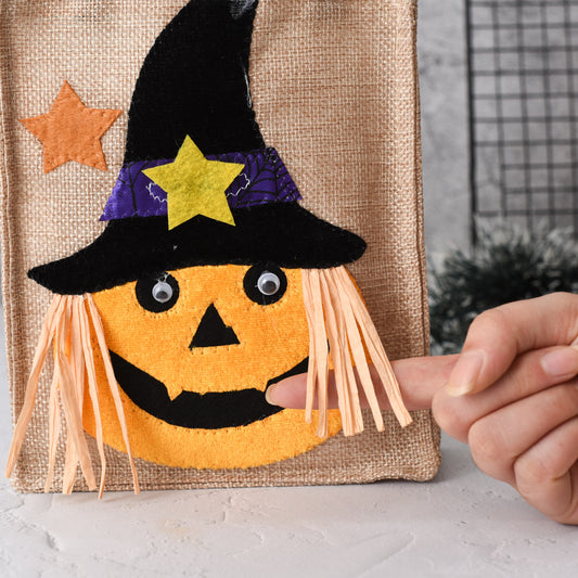 Halloween Burlap Pumpkin Candy Bag