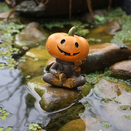 Miniature Resin Pumpkin & Scarecrow Fishing Ornament