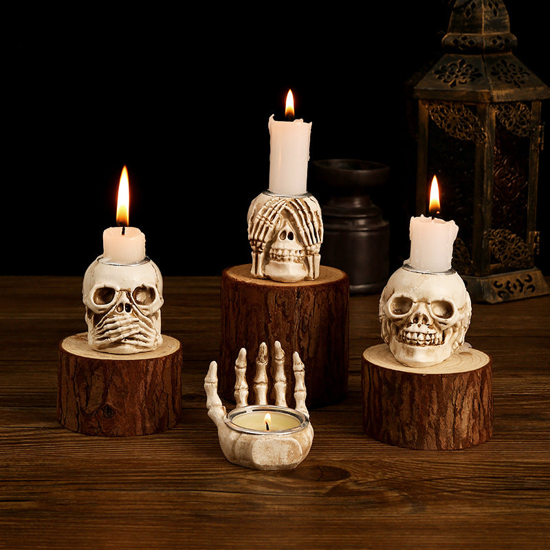 See No Evil, Hear No Evil, Speak No Evil – Skeleton Hand Candle Holders Set (Tealights Not Included)