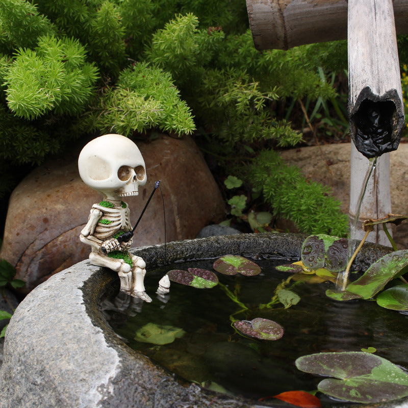 Skull Fishing Resin Ornament