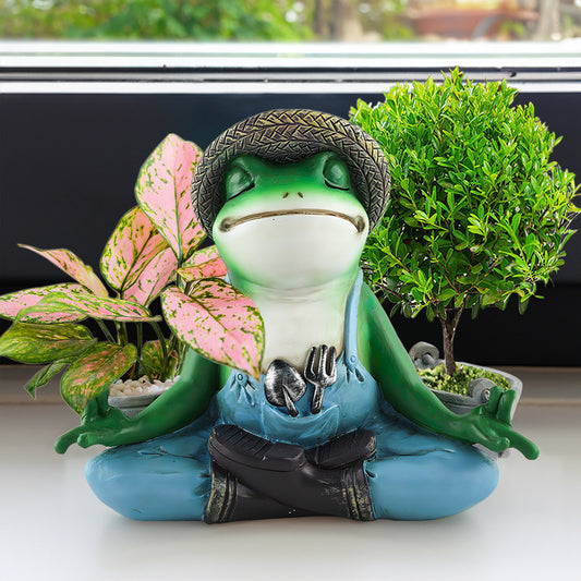 Zen Frog Resin Planter Decoration ( Plant Not Included )
