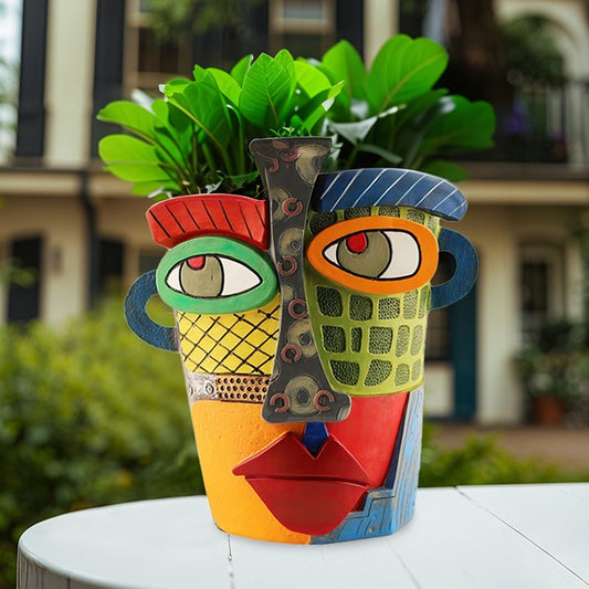 Standard Multicolor Abstract Face Planter & Decorative Sculpture (No Plants Included)