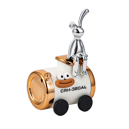 Orange Train Toothpick Holder with Rabbit