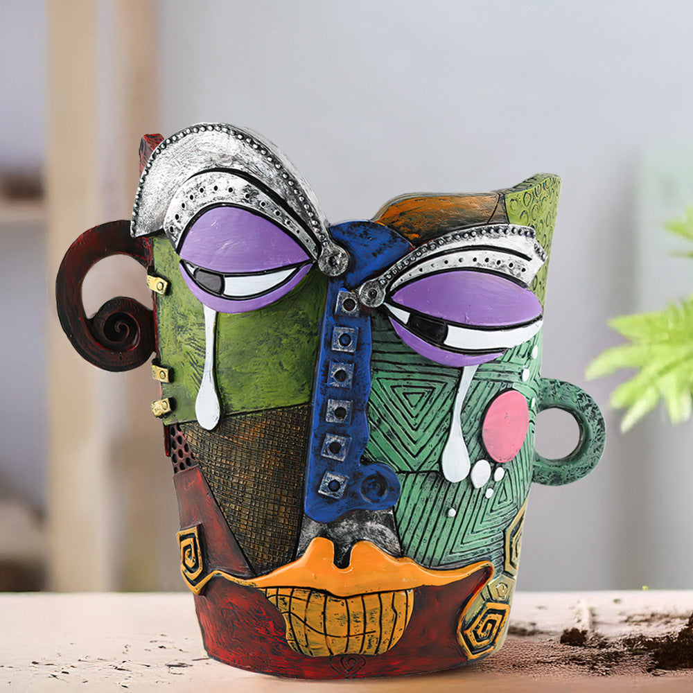 Crying Abstract Face Planter & Decorative Sculpture (No Plants Included)