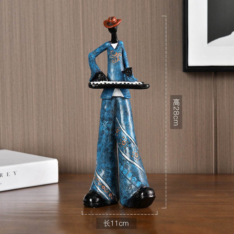 Elegant Piano Player Resin Sculpture