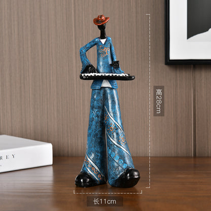 Elegant Piano Player Resin Sculpture