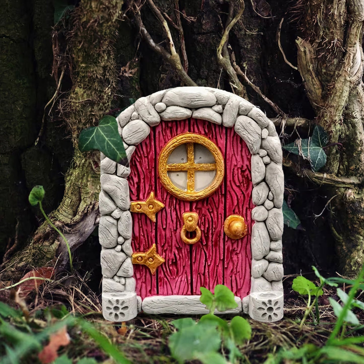 Fairy Door Wooden Garden Ornament (Red)