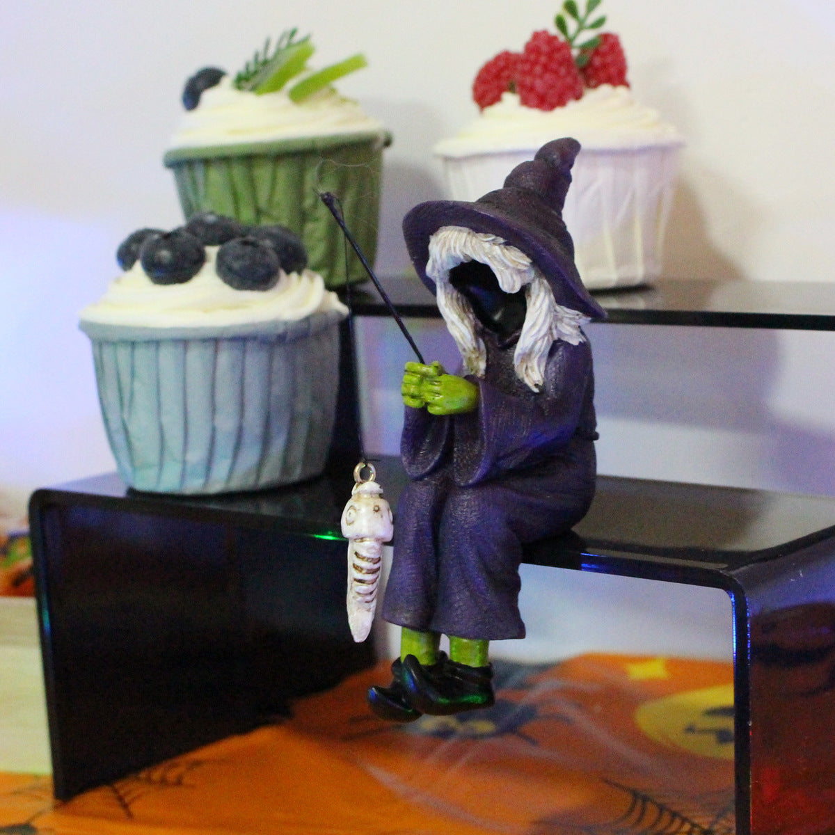 Fishing Witch Resin Ornament