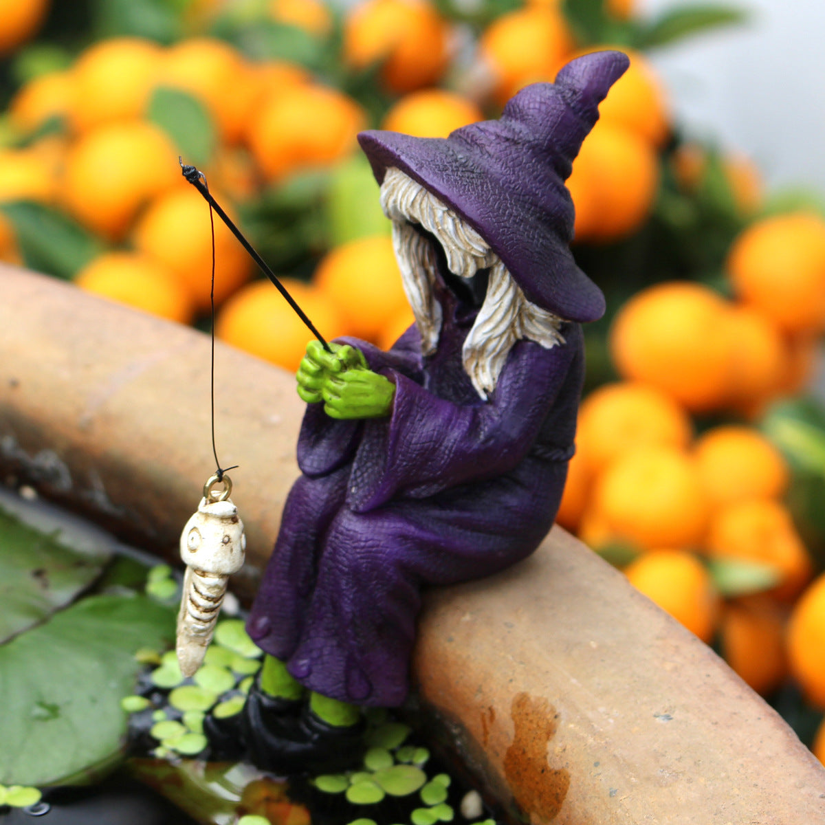 Fishing Witch Resin Ornament