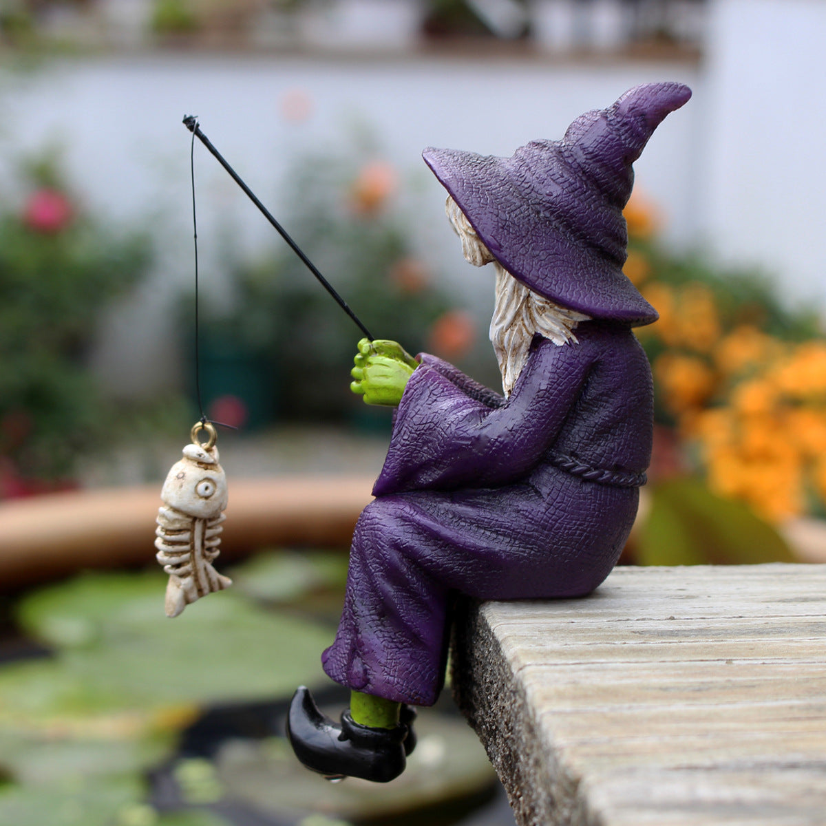 Fishing Witch Resin Ornament