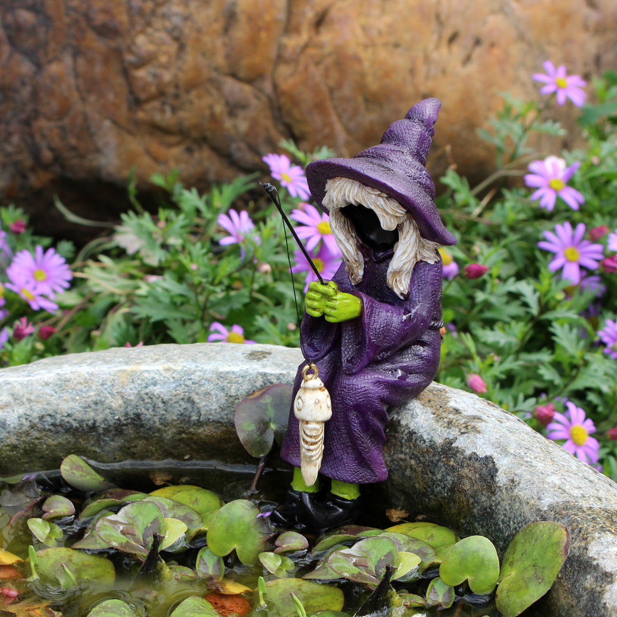Fishing Witch Resin Ornament