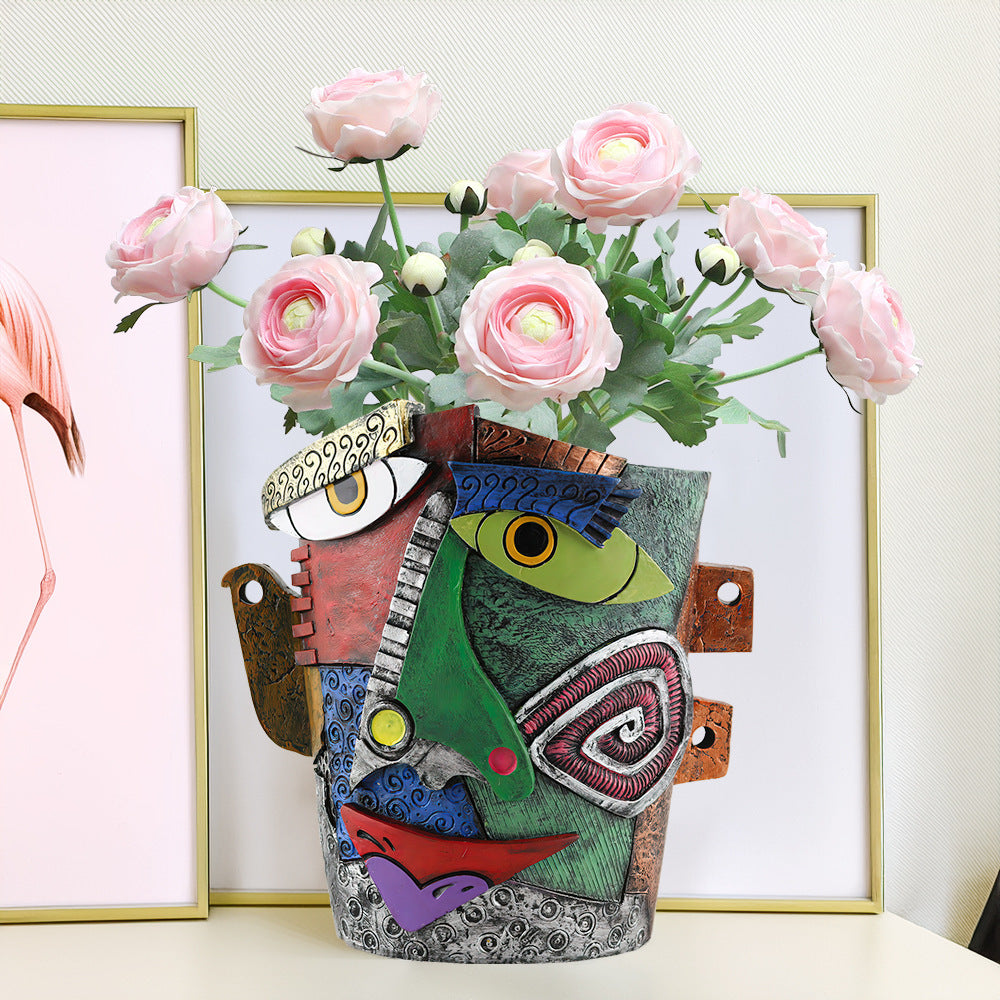 Frowning Abstract Face Planter & Decorative Sculpture (No Plants Included)