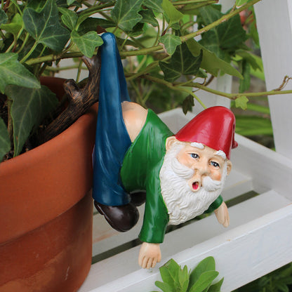 Funny Gnome Pot Hanger Statue