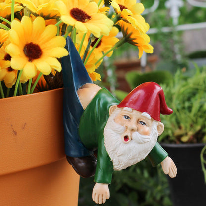 Funny Gnome Pot Hanger Statue