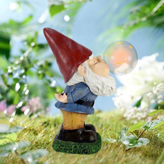 Bubble-Blowing Garden Gnome with Solar Light