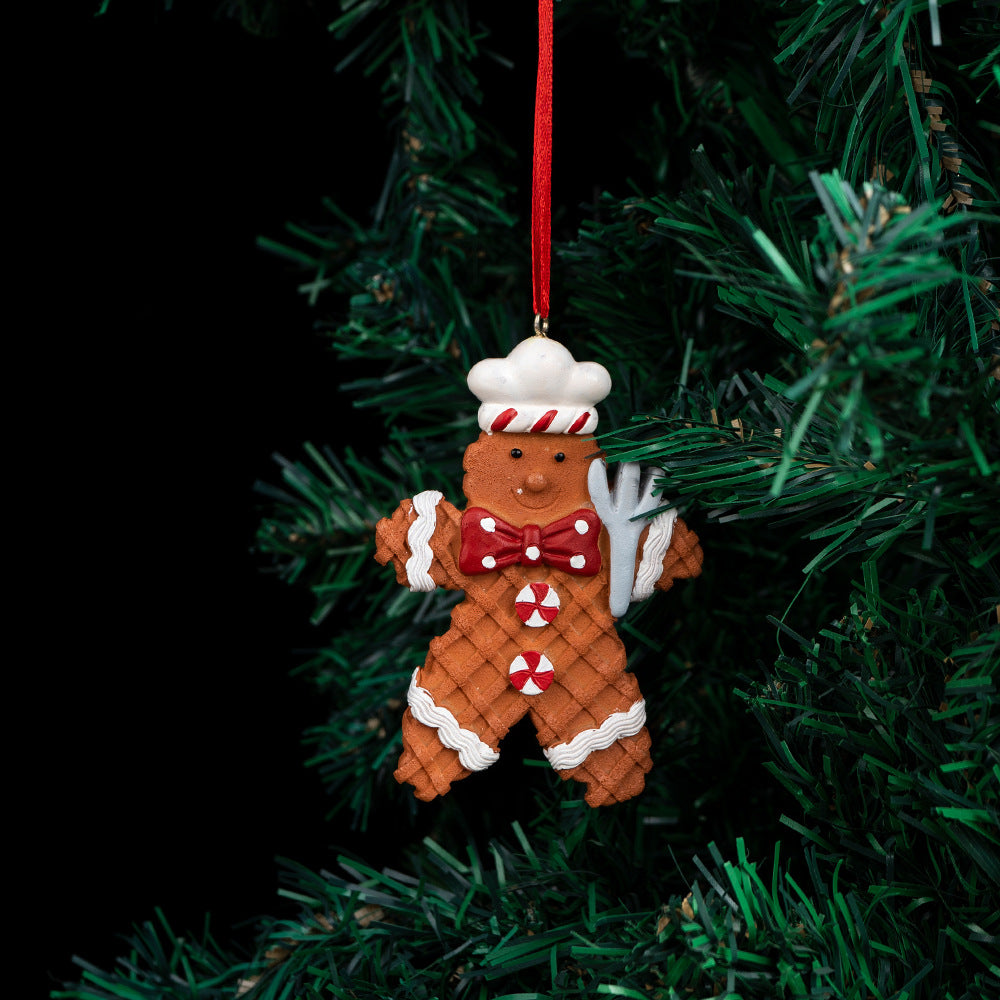 Gingerbread Man with Fork Ornament for Christmas Tree Decoration