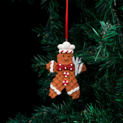 Gingerbread Man with Fork Ornament for Christmas Tree Decoration
