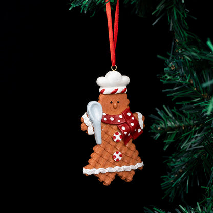 Gingerbread Man with Spoon Ornament for Christmas Tree Decoration