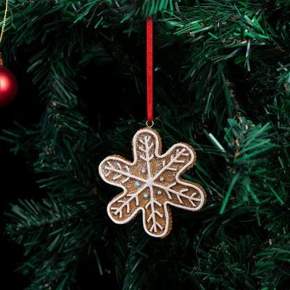 Gingerbread Snowflake Ornament for Christmas Tree Decoration
