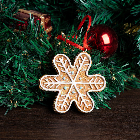 Gingerbread Snowflake Ornament for Christmas Tree Decoration