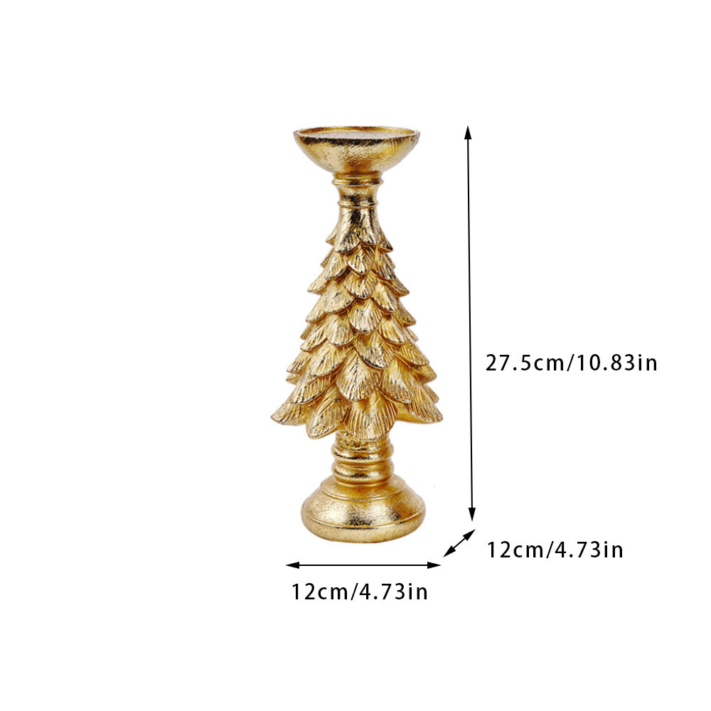 Golden Christmas Tree Candle Holder
