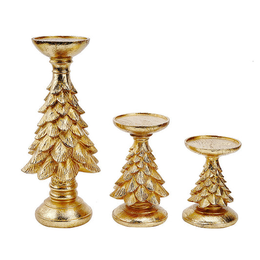 Golden Christmas Tree Candle Holder