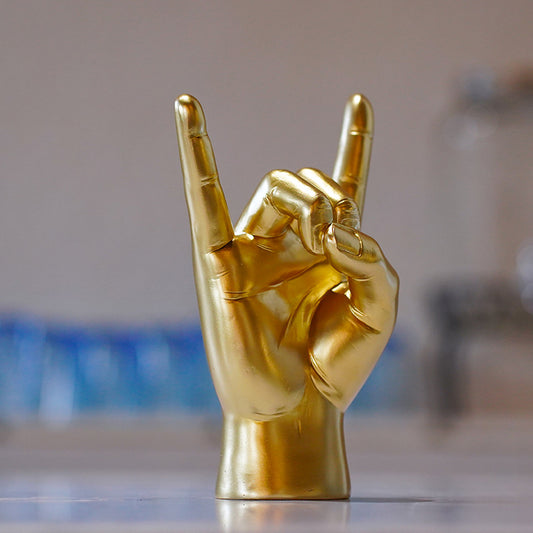 Golden Right Hand Rock Gesture Model