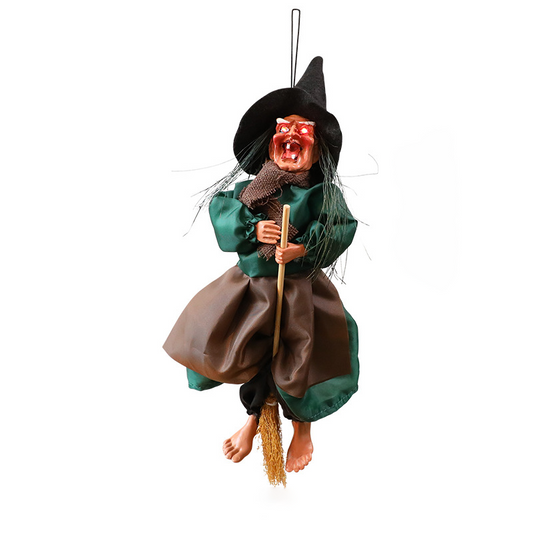 Green Flying Witch Halloween Hanging Decoration