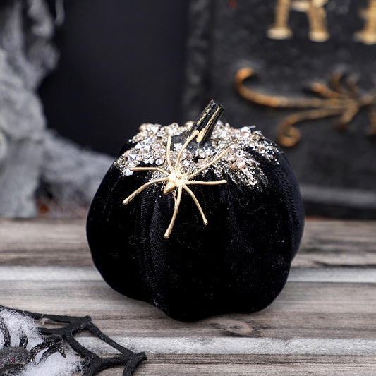 Halloween Black Pumpkin Spider Decor