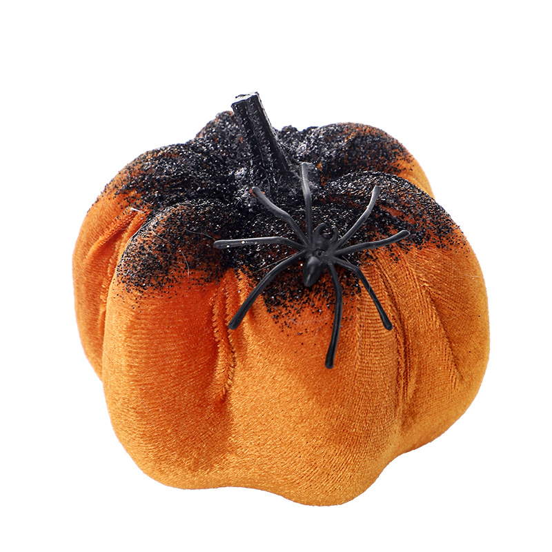 Halloween Orange Pumpkin Spider Decor
