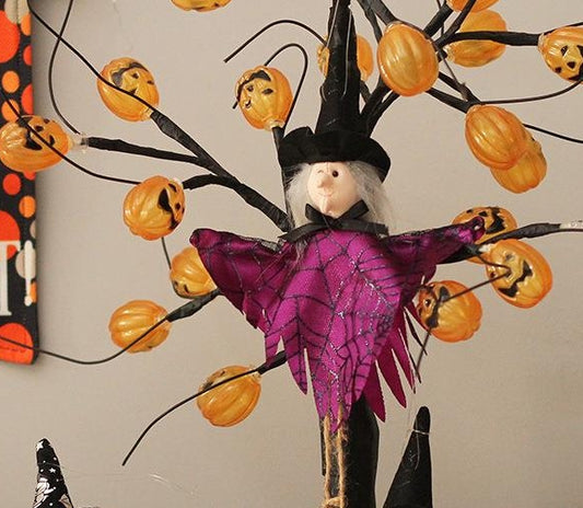 Halloween Purple Witch Hanging Doll