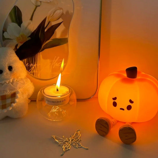 Halloween Sad Little Pumpkin Colorful Night Light