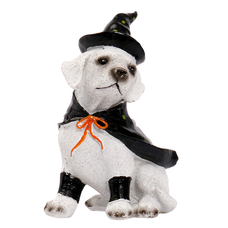 Halloween Witch Costume Dog Resin Decor
