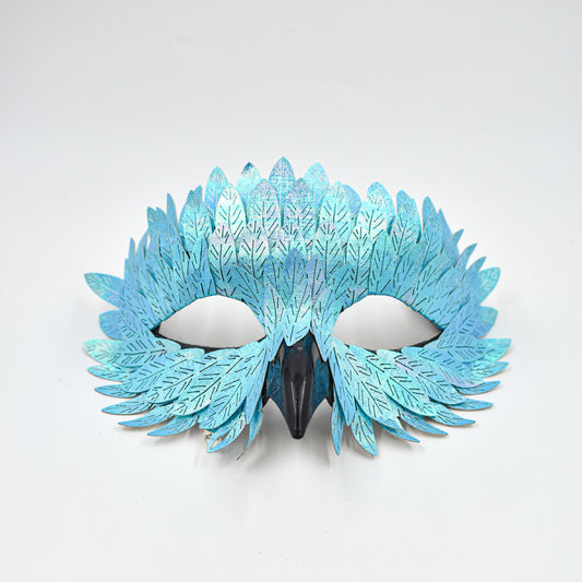 Lake Blue Owl Feather Half-Face Mask
