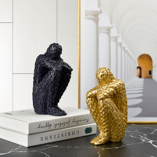 Black Modern Mosaic Figure Sculpture