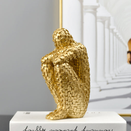 Golden Modern Mosaic Figure Sculpture