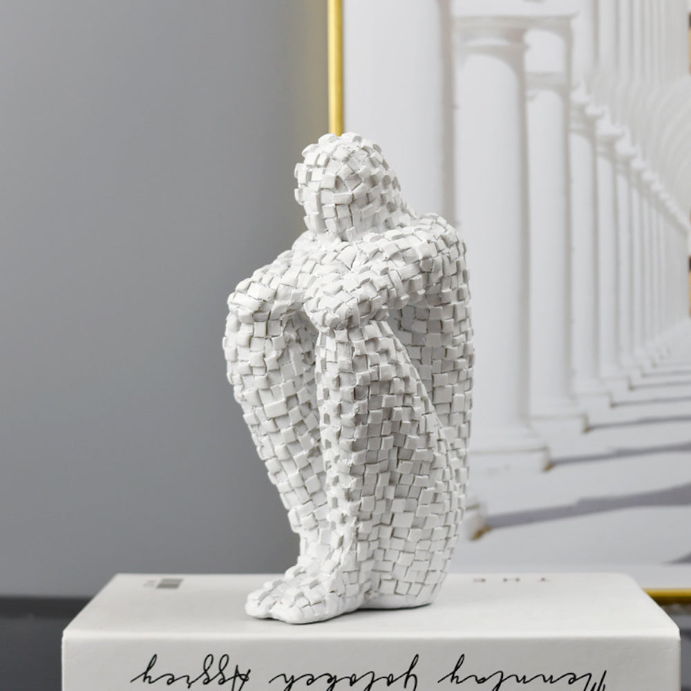 White Modern Mosaic Figure Sculpture