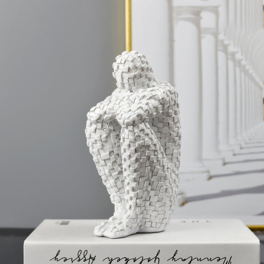 White Modern Mosaic Figure Sculpture