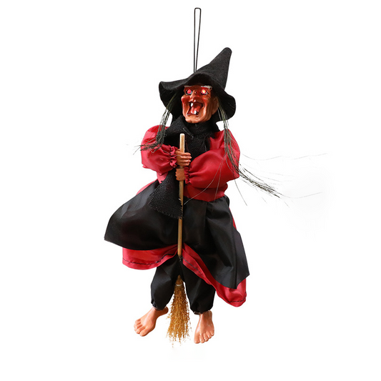 Red Flying Witch Halloween Hanging Decoration