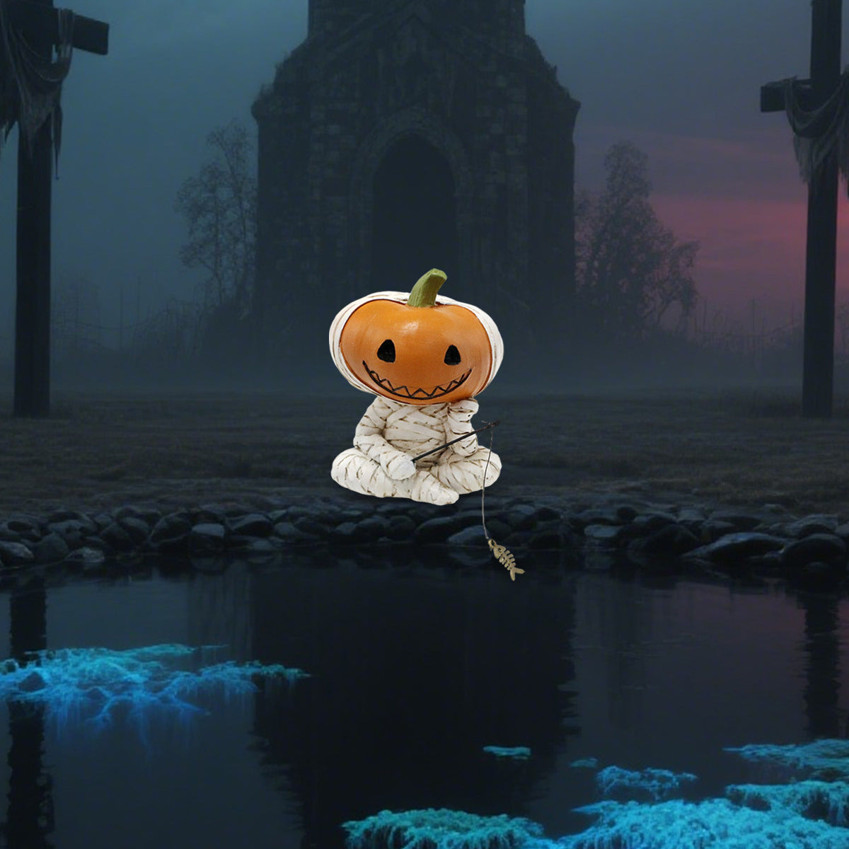 Resin Bandaged Pumpkin Fishing Ornament