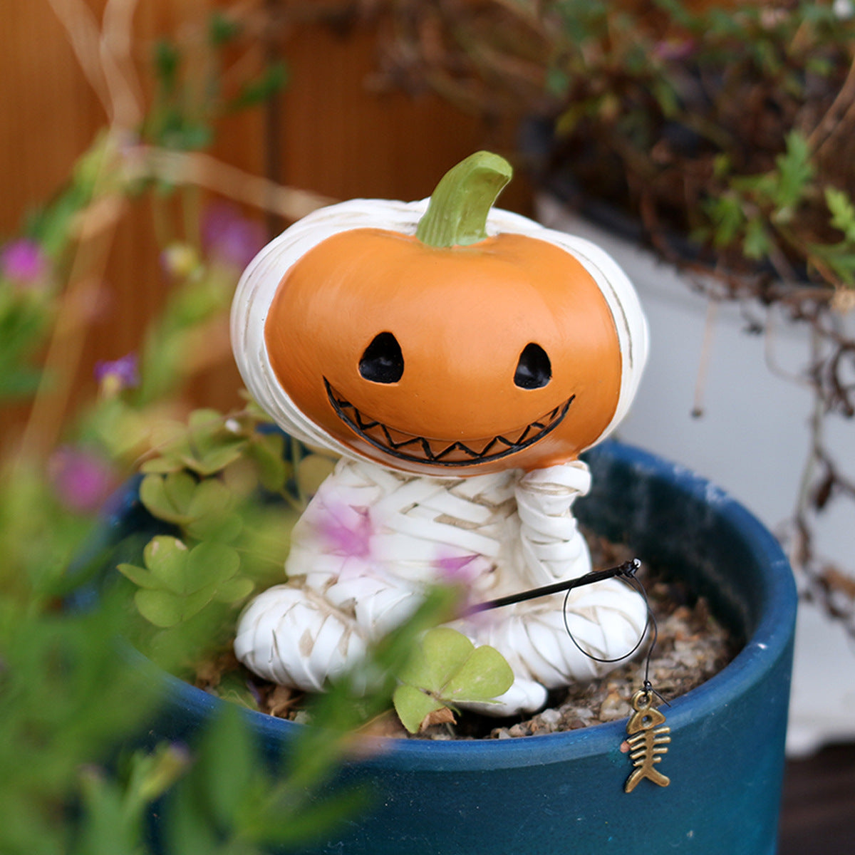 Resin Bandaged Pumpkin Fishing Ornament