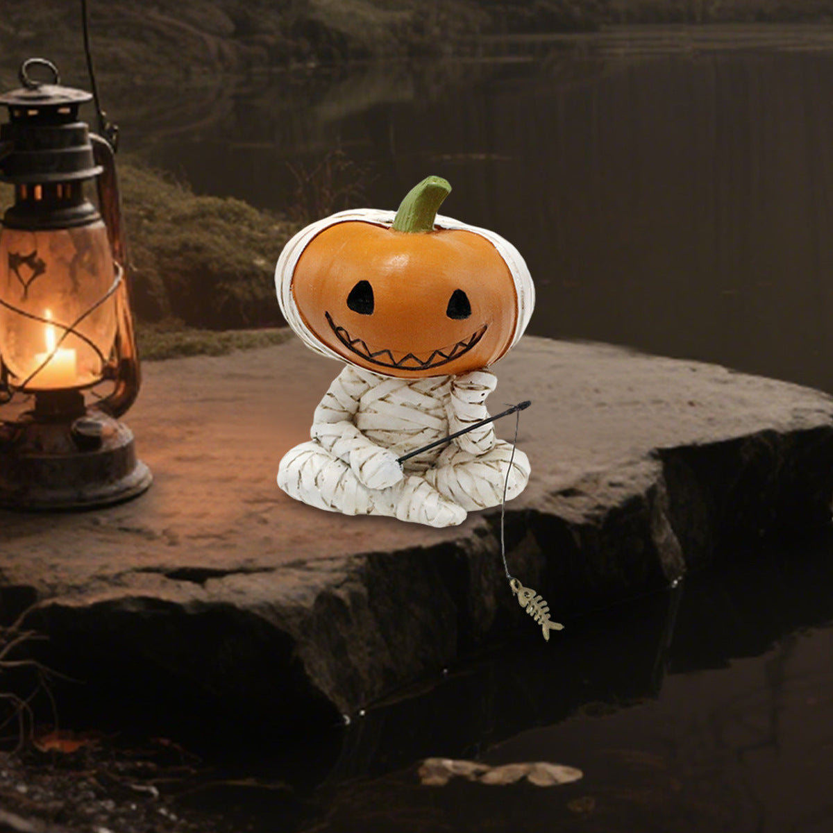 Resin Bandaged Pumpkin Fishing Ornament