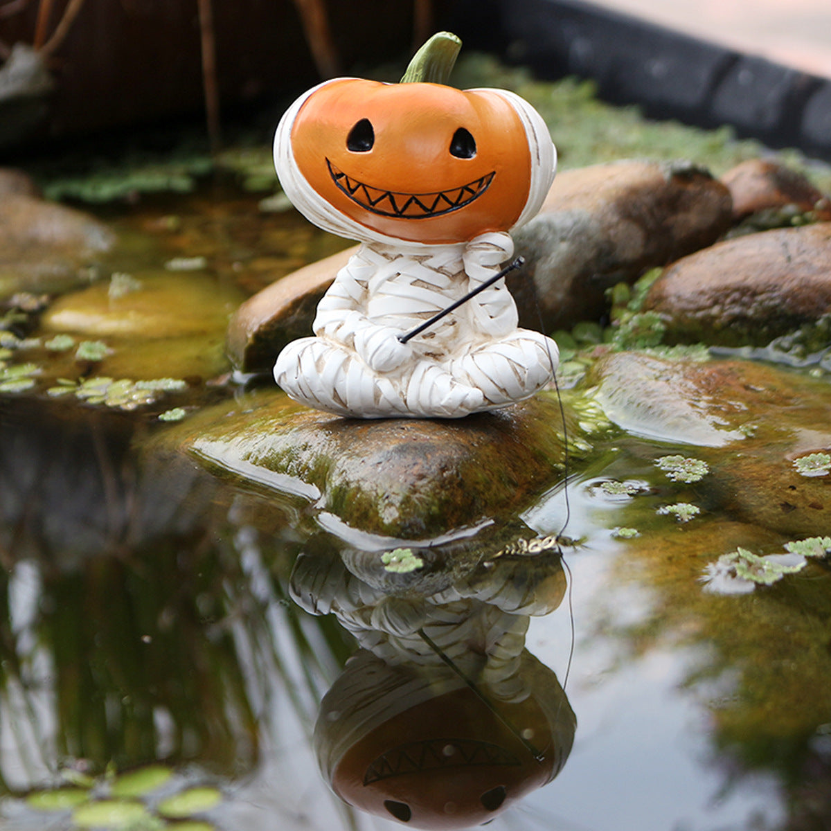Resin Bandaged Pumpkin Fishing Ornament